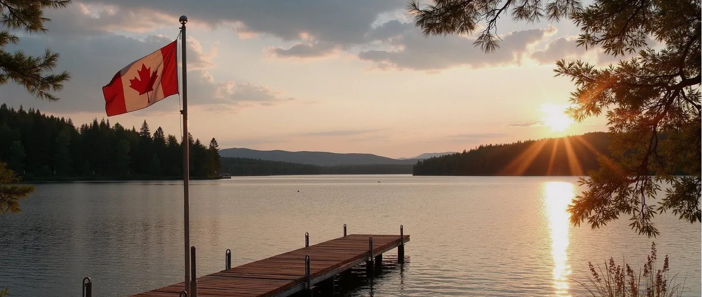 Canadian lakeside at sunset